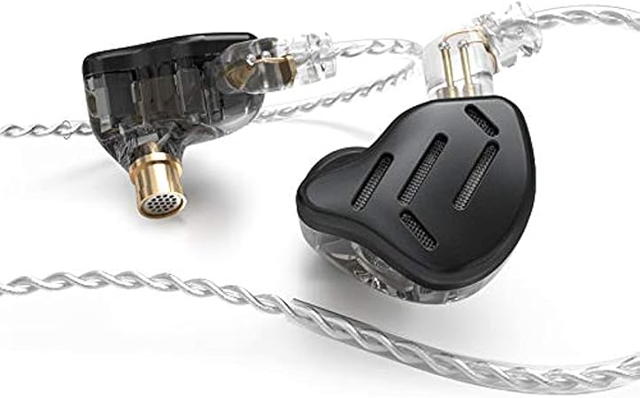 Linsoul KZ ZAX 1DD 7BA Hybrid Driver HiFi in-Ear Earphones with Zin Alloy Shell, Detachable 2 Pin 0.75mm OFC Cable(Without Mic, Black)