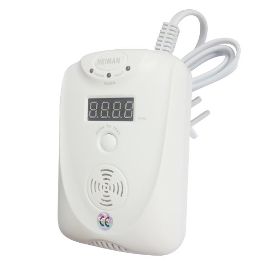 Heiman HM-712NSZ-AB Combustible Gas Detector with LED Display, White