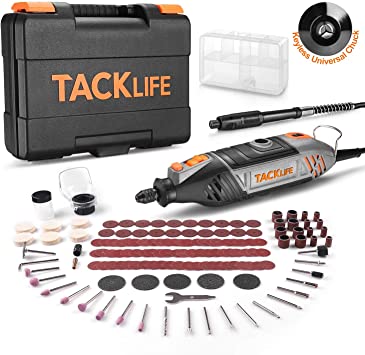 Rotary Tool, TACKLIFE Multi-Functional Tool with MultiPro Keyless Chuck and 150 Pcs Accessories and Flex Shaft, Variable Speed and Powerful Motor Perfect for Crafting and DIY Projects - RTSL50AC