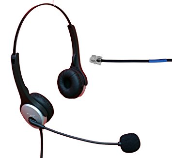 Voistek Corded Binaural Call Center Telephone RJ Headset Noise Cancelling Headphone with Microphone for Cisco 7960 7970 7975 Office IP phones and M10, M12, M22 & MX10 Amplifiers