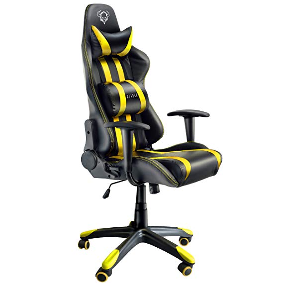 Diablo X-One Gaming Office Chair Lumbar Cushions tilt Function Leatherette Color Selection (Black/Yellow), 51 x 75 x 129 cm