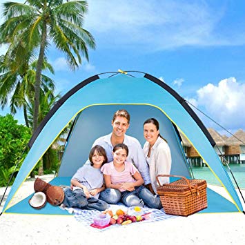 Sumerice Family Beach Tent and Sun Shade UV Cabana Shelter | Camping, Hiking, Fishing | Lightweight, Portable, Breathable, and Windproof | Collapsible