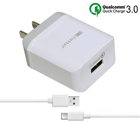 Earldom [Quick Charge 3.0] Rapid Fast USB Wall Charger for LG G5,G6,V20,HTC 10,Samsung Galaxy S8,S8 Plus,iPad,iPhone and more (USB Type C Cable Included)