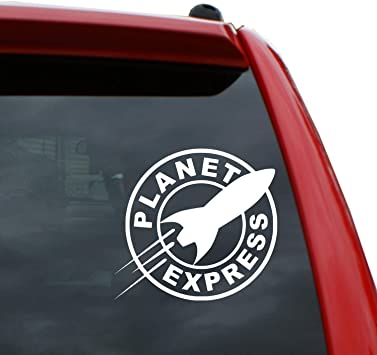 Black Heart Decals & More Futurama - Planet Express Ship Vinyl Decal Sticker | Color: White | 5" x 5.3"