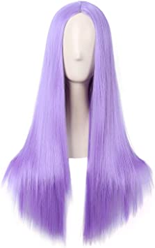 MapofBeauty 28 Inch/70cm Women Special Natural Long Straight Synthetic Wig (Light Purple)