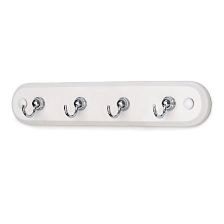 Spectrum Diversified Four Hook Key Rack, White Wood/Chrome