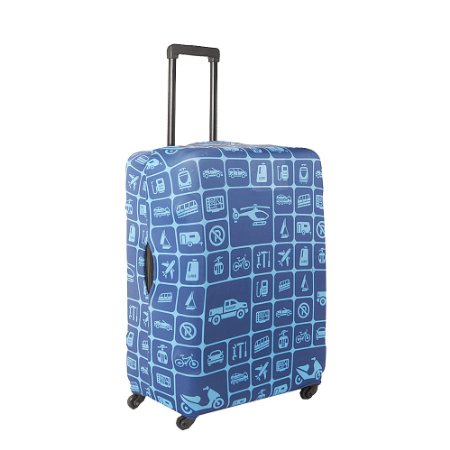 Travel Style Blue Circular Traffic Signs Dust Proof Washable Protective Travel Suitcase Trolley Luggage Cover L Size Fits 26 28 30 Inch