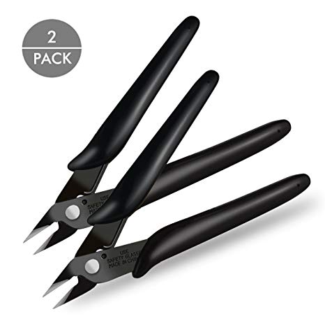 BOENFU Wire Flush Cutter 5 Inch 2 Pack Micro Diagonal Cutting Pliers for Electronics and Jewelry Making Black