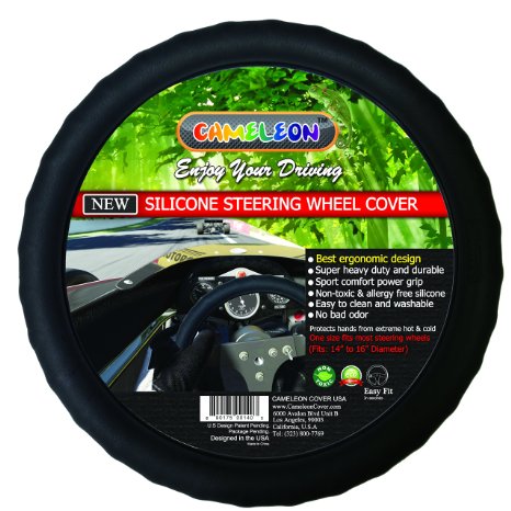 New Silicone Black Steering Wheel Cover- Racing Power Grip-ergonomic Handling!