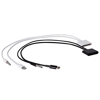 iPad / iPhones (Old to New Adaptor) [30 Pin to 8 Pin] Adapter Converter with Audio Connector Cable [Black and White] [2Pack]