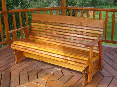 5' Cedar Porch Glider W/stained Finish, Amish Crafted