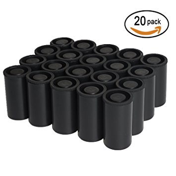 SUBANG 20 Pack Film Canisters with Black Lids for Scientific Activity Small Items Case Black