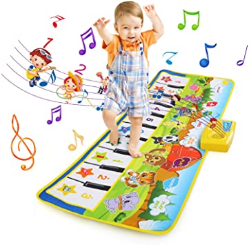 NEWSTYLE Kids Musical Mat, Music Keyboard Piano Mat, 39.5" x 14" Baby Touch Play Mat, Dance Floor Mat Carpet Blanket Educational Musical Toys for 3 Years Old Boys Girls Kids - 8 Music Instruments