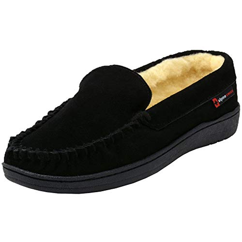 alpine swiss Yukon Mens Genuine Suede Shearling Slip On Moccasin Slippers