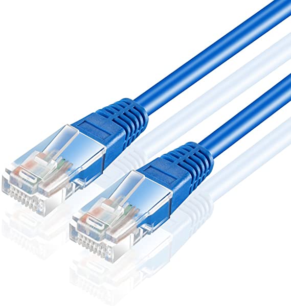 TNP Cat5e Ethernet Patch Cable (25 Feet) - Professional Gold Plated Snagless RJ45 Connector Computer Networking LAN Wire Cord Plug Premium Unshielded Twisted Pair (Blue)