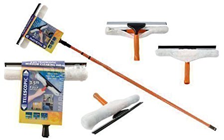 BARGAINS-GALORE® 3.5M TELESCOPIC CONSERVATORY WINDOW GLASS CLEANING CLEANER KIT WITH SQUEEGEE NEW
