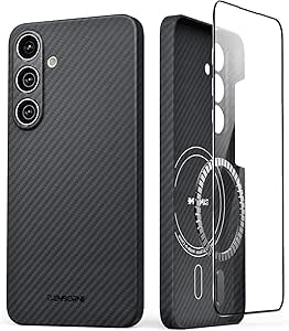 Thinborne Compatible with Samsung Galaxy S24 Case, [Made of 600D Aramid Fiber] [Magnetic Charging] [Thin & Lightweight] [ Slim Minimalist Style with Carbon Fiber Textures]