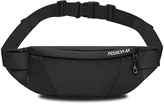 ANRUI Fanny Pack for Men & Women, Crossbody Bag with Adjustable Strap Plus Size Waist Bag for Women,Small Waist Pack for Sports Hiking Running-Black