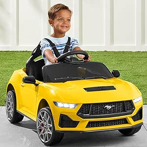 Best Choice Products Kids 12V Electric Ride On Car Officially Licensed Ford Mustang w/Parent Control, LED Lights, 2 Speeds, Bluetooth - Yellow