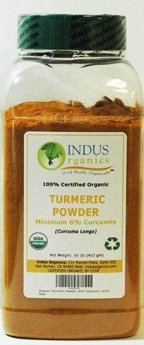 Indus Organics Turmeric (6% Curcumin) Powder, 1 Lb Jar, Premium Grade, High Purity, Freshly Packed …