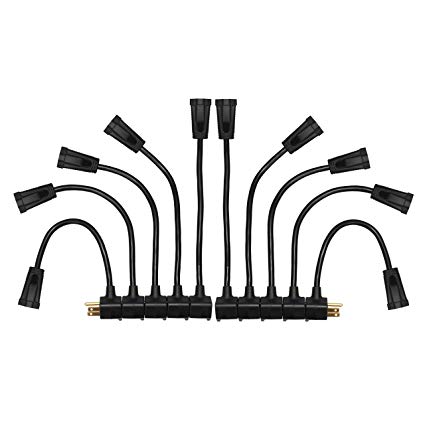 KMC 1-Foot (10-Pack) Power Extension Cord, 3 Prong Appliance Extension Cable Cord-Black
