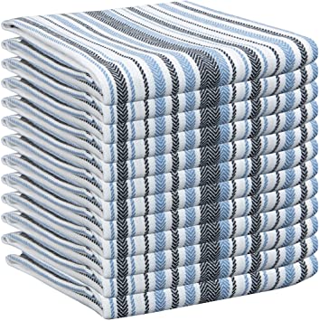 GLAMBURG Kitchen Dish Towels Cotton 18x28 Set of 12, Kitchen Dish Cloths, Tea Towels, Bar Towels, Durable Soft and Absorbent Dish Towels Cotton - Navy Blue