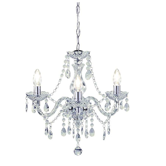 Tuscany Elegant Chandelier Ceiling Light Acrylic Crystal Droplets with 3 lights ideal for Living Room, Bedroom, Dining Room, Hallway