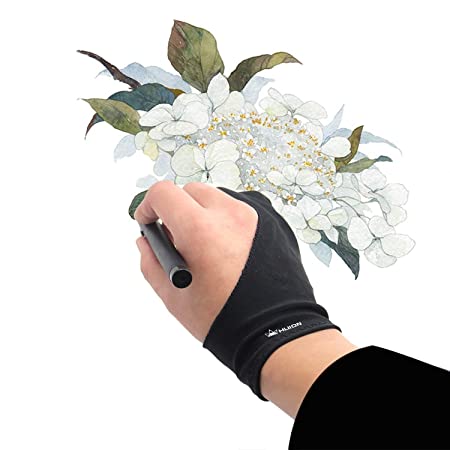 HUION Anti-fouling Artist Glove for Graphics Pen Drawing Tablet Monitor Light Box Tracing Board (Black, Free Size)