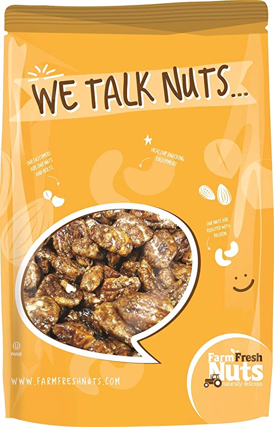 Honey Glazed Pecans| Small Batch Roasted & Candied| 1 LB Bag of Great Freshness| All Natural, Lactose Free.