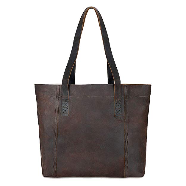 Minimalist Sturdy Durable Fits 16''Laptop Genuine Leather Handbag Tote Bag Shopper Purse School Bag Lady's Gift