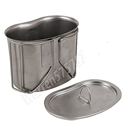 G.i. Type Stainless Steel Canteen Cup, Brand New with Lid, Brushed Matte Finish.