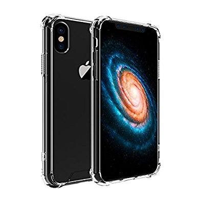 iPhone X Case, iXCC Crystal Clear Hard Cover Case [Shock Absorption] with Soft TPU Bumper for iPhone X ( 2017 Sept Release) - Clear