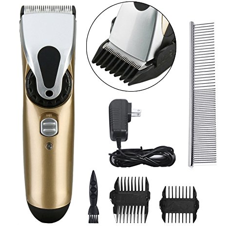 Electric Pet Clippers Grooming Kit, Low Noise Rechargeable Cordless Dogs and Cats Hair Clippers Grooming Set for Large, Medium, Small Pets