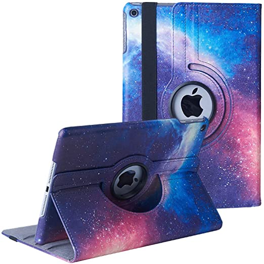 New iPad 10.2 Case 2020 iPad 8th Generation Case / 2019 iPad 7th Generation Case, 360 Degree Rotating Multi-Angle Viewing Folio Stand Cases with Auto Wake/Sleep (Galaxy)