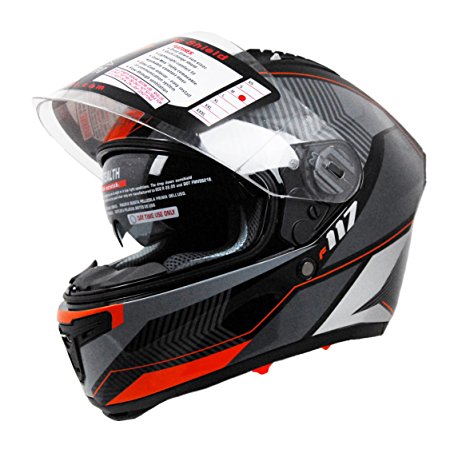 Stealth F117 Full Face Helmet with Graphic (Neon Orange, Medium)