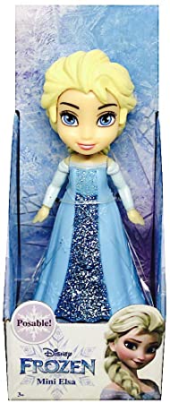 Disney Princess Poseable Elsa Movie Dress Mini Toddler Glitter Frozen Doll 3"