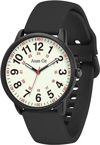 Asan Ge Nurse Watch for Nurse Medical Professionals Students Doctors Women Men Waterproof Watch 24 Hour Military Time Luminouse Easy to Read Dial with Second Hand