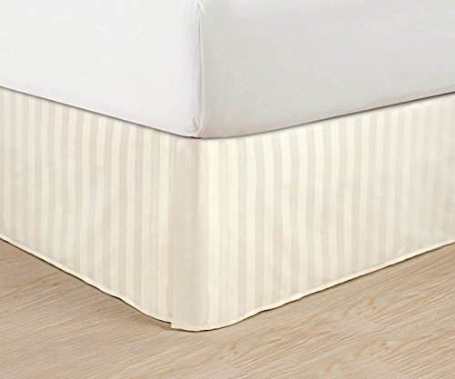 Wrinkle Free - Egyptian Quality STRIPE Bed Skirt - Pleated Tailored 14" Drop - All Sizes and Colors , King, Ivory