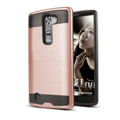 LG K7 Case,LG Tribute 5 Case, kaesar [Slim Fit] [Shock Absorption] [Impact Resistant] Brushed Metal Texture Hybrid Dual Layer Slim Protector Case Cover for LG K7 Case,LG Tribute 5 - Rose Gold