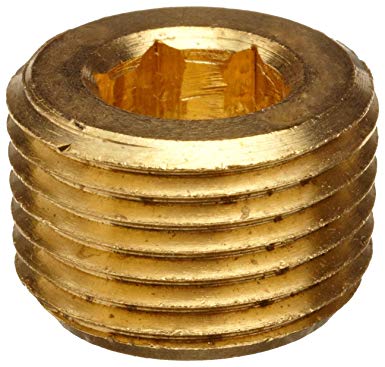 Lead Free Pipe Fitting, Hex Countersunk Plug, 1/2" NPT Male