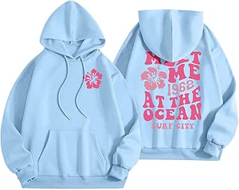 Sweatshirts For Teen Girls Long Sleeve Letter Print Casual Graphic Hoodies Drawstring Pullover Cute Oversized Hoodie