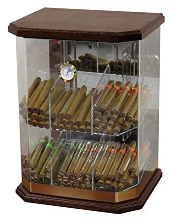Prestige Import Group - The Franklin Wood & Acrylic Cigar Humidor Table Top Display - Up to 150