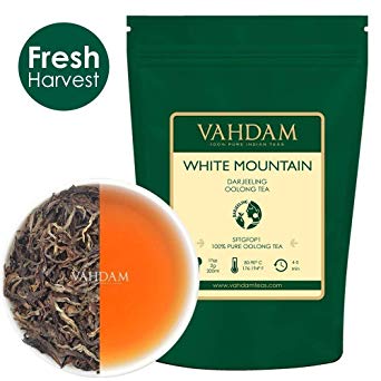 VAHDAM, White Mountain Oolong Tea Loose Leaf (25 Cups) | 100% Pure Oolong Tea Leaves | Darjeeling Tea | Rich Anti-OXIDANTS | Oolong Tea for Weight Loss | Brew as Hot, Iced Tea or Kombucha Tea | 50gm