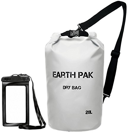 Earth Pak -Waterproof Dry Bag - Roll Top Dry Compression Sack Keeps Gear Dry for Kayaking, Beach, Rafting, Boating, Hiking, Camping and Fishing with Waterproof Phone Case