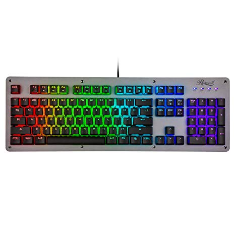 Rosewill NEON K52 RGB Waterproof Membrane Mechanical Gaming Keyboard with 19-Key Anti-Ghosting, 12 Multimedia Hotkeys, 8 LED Backlit Modes, Spill-Proof Dust-Proof Aluminum Plate