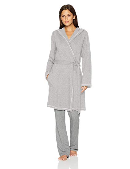 Amazon Brand - Mae Women's French Terry Wrap Robe with Hood