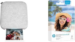 HP Sprocket 3x4 Instant Photo Printer & Sprocket 3.5 x 4.25” Zink Sticky-Backed Photo Paper (20 Pack) Compatible Sprocket 3x4 Photo Printer