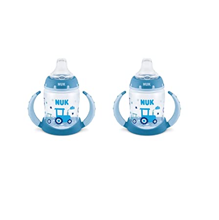 NUK Learner 5 ounce Sippy Cup, 5 Ounce (Pack of 2), Blue Tractors