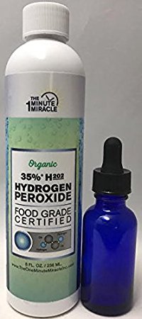 35% Hydrogen Peroxide Food Grade Certified - 8 oz Bottle - Recommende By The One Minute Cure Book.