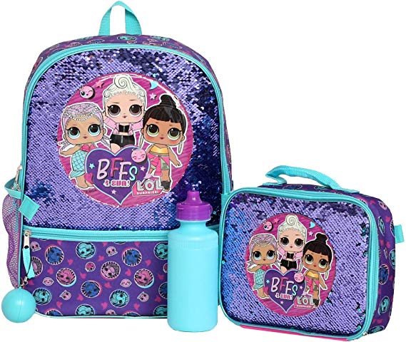 Girls 4PC L.O.L. Surprise Licensed Backpack and Lunch Set